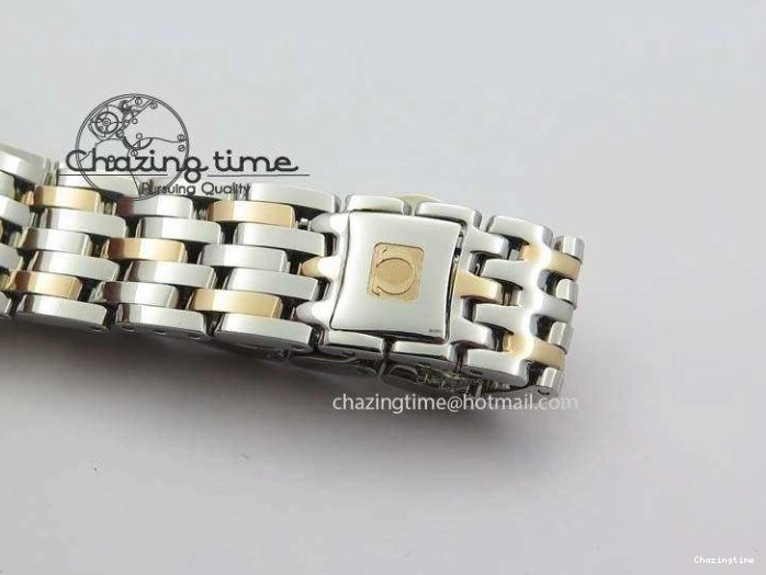 0426 De Ville 27mm SS RG Ladies MK 1:1 Best Edition White MOP Dial Diamond Markers On SS Bracelet Ronda Quartz Chic 8198